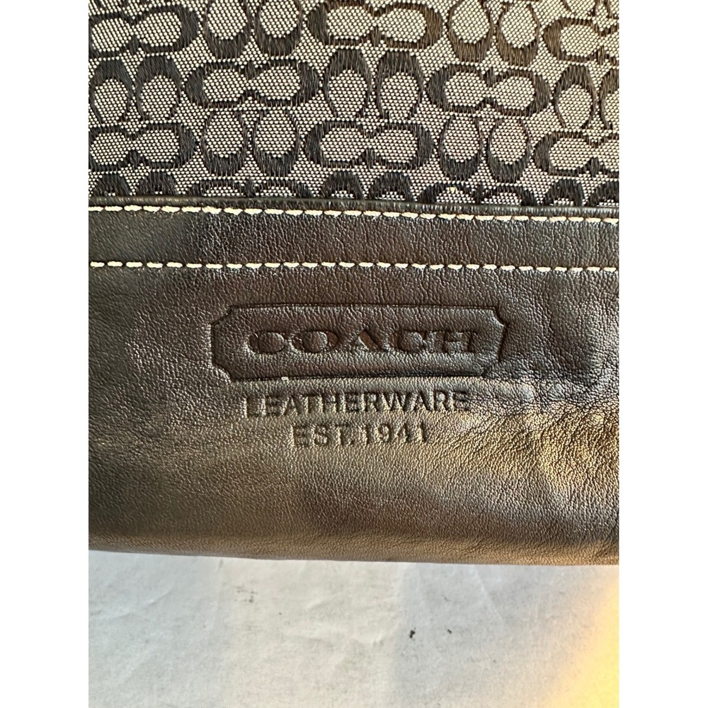 Coach F11666 Signature Jacquard Hobo Shoulder Bag Black Grey Leather Trim - Picture 3 of 16